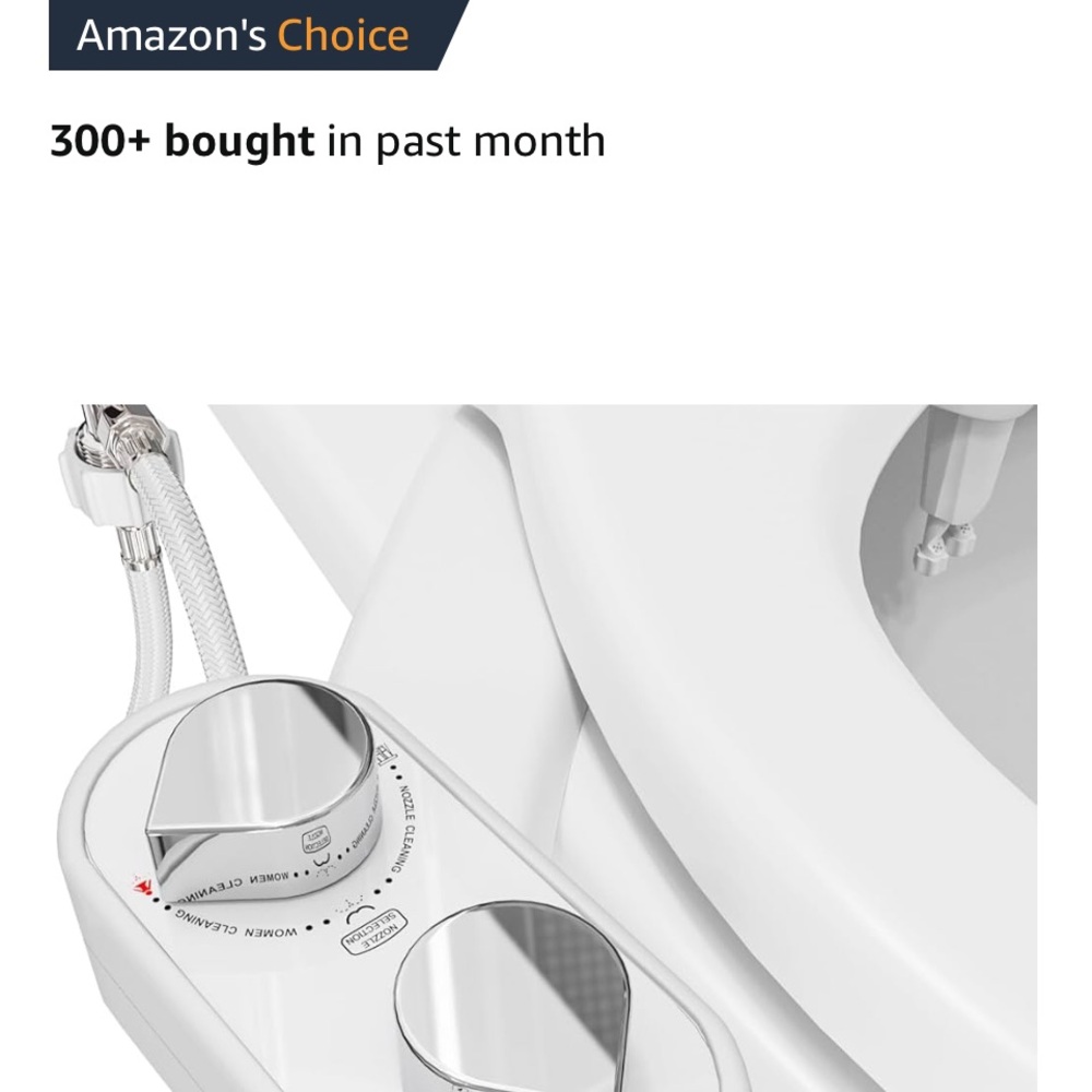 NIB Clear Rear White Bidet Toilet Attachment with Dual Nozzle